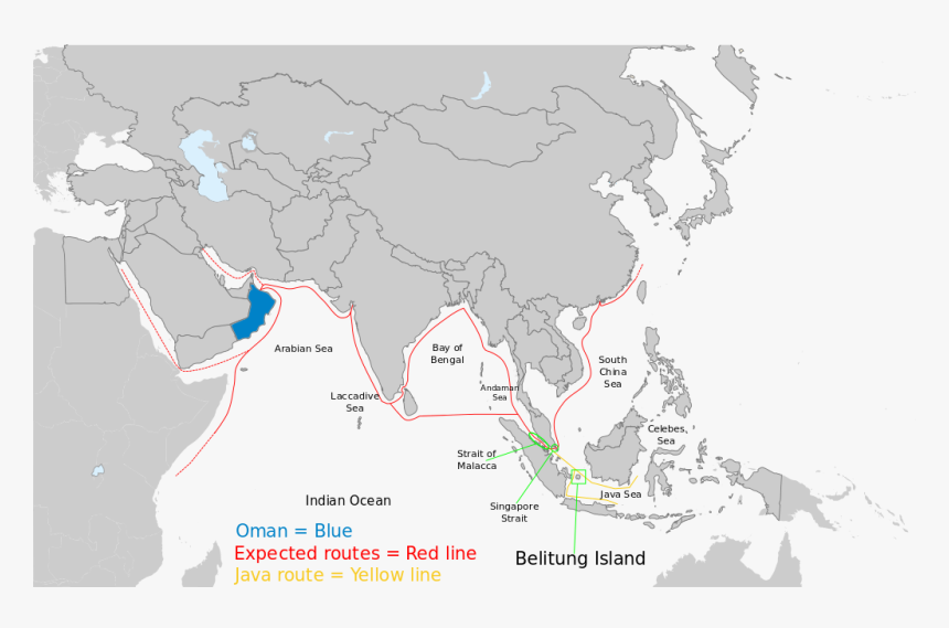 Belitung Ship Routes - Cambodia And Australia Map, HD Png Download, Free Download