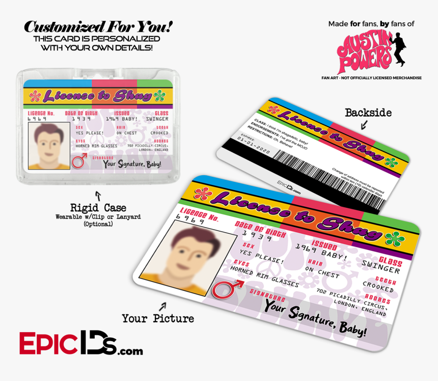 License To Shag "austin Powers - Galactic Empire Id Card, HD Png Download, Free Download