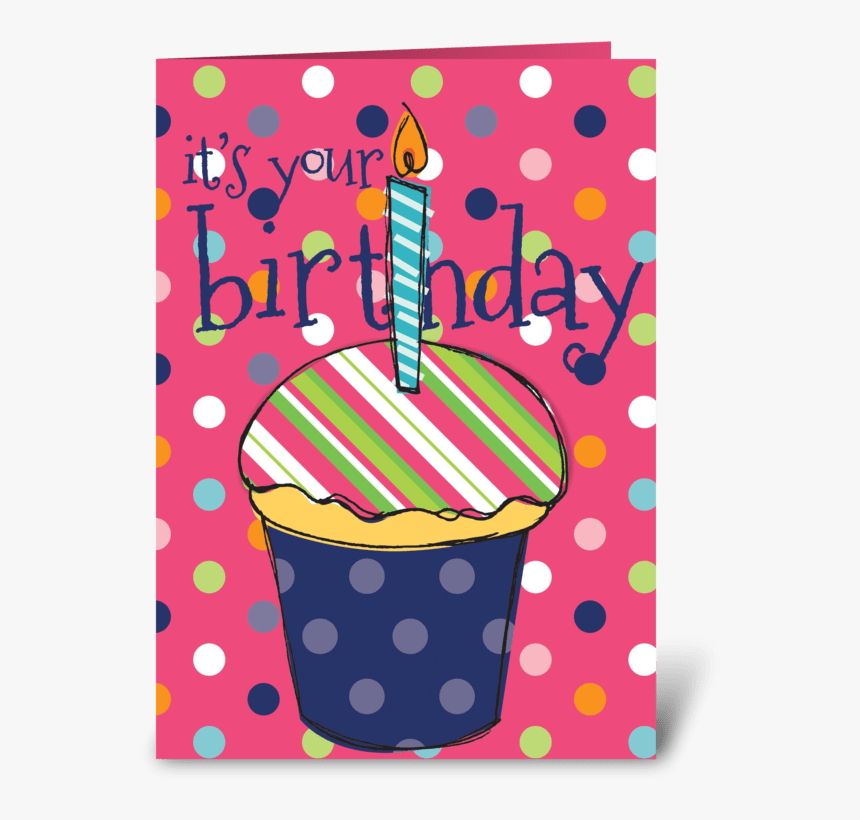 Pink Birthday Cupcake Greeting Card, HD Png Download, Free Download