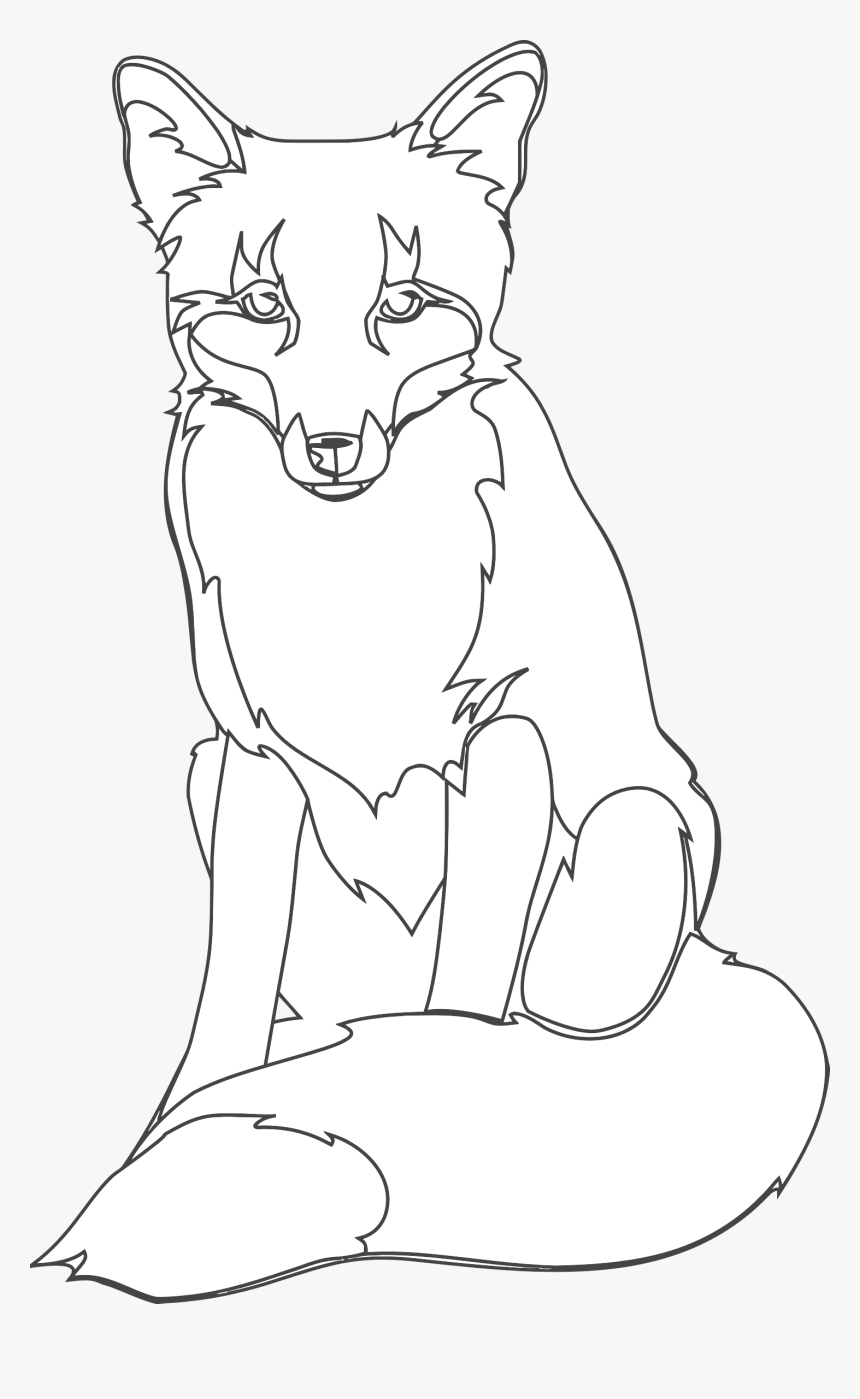 Line Art,style,felidae - Fox Drawing Line Art, HD Png Download, Free Download