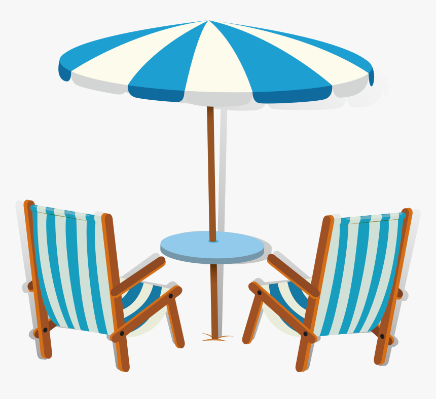 Transparent Beach Chair Clipart - Lawn Chair And Umbrella Clipart, HD Png Download, Free Download