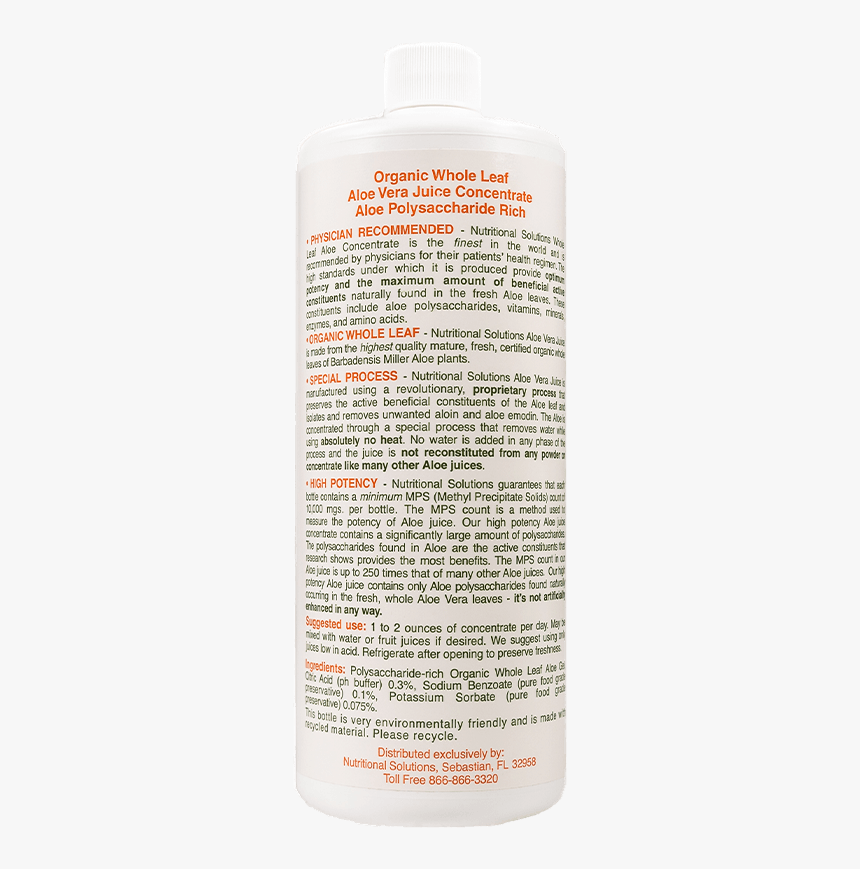 Aloe Vera Juice Concentrate 32 Fl - Plastic Bottle, HD Png Download, Free Download