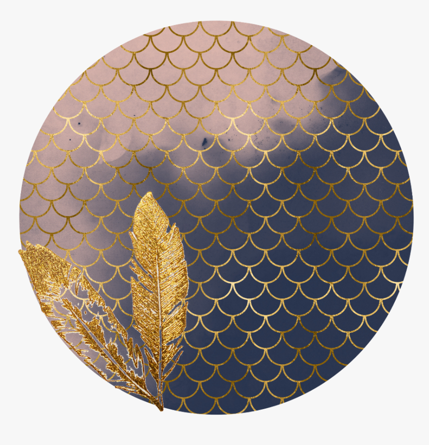 Gold Golden Pattern Template Round Feather - Portable Network Graphics, HD Png Download, Free Download