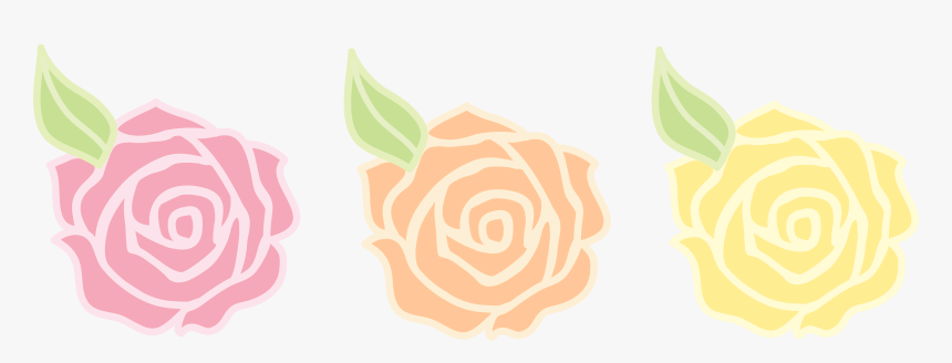 Pink Orange And Yellow Roses - Cartoon Pastel Pink Flowers, HD Png Download, Free Download