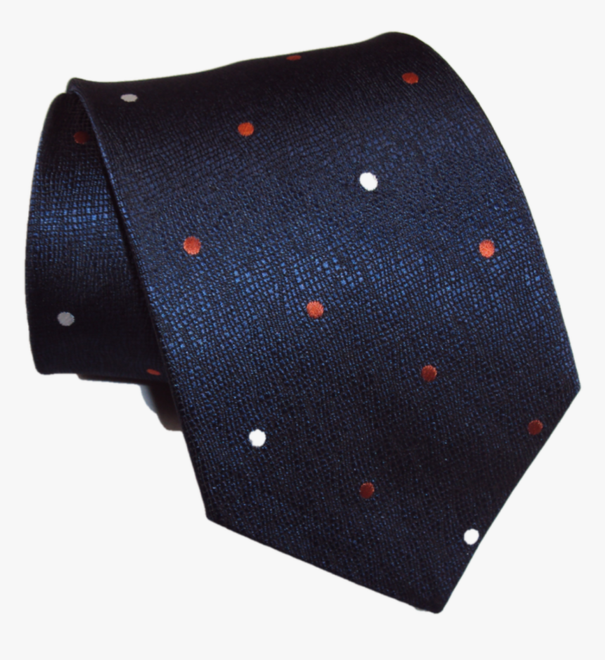 Dark Blue With Orange And White Dots Tie - Polka Dot, HD Png Download, Free Download