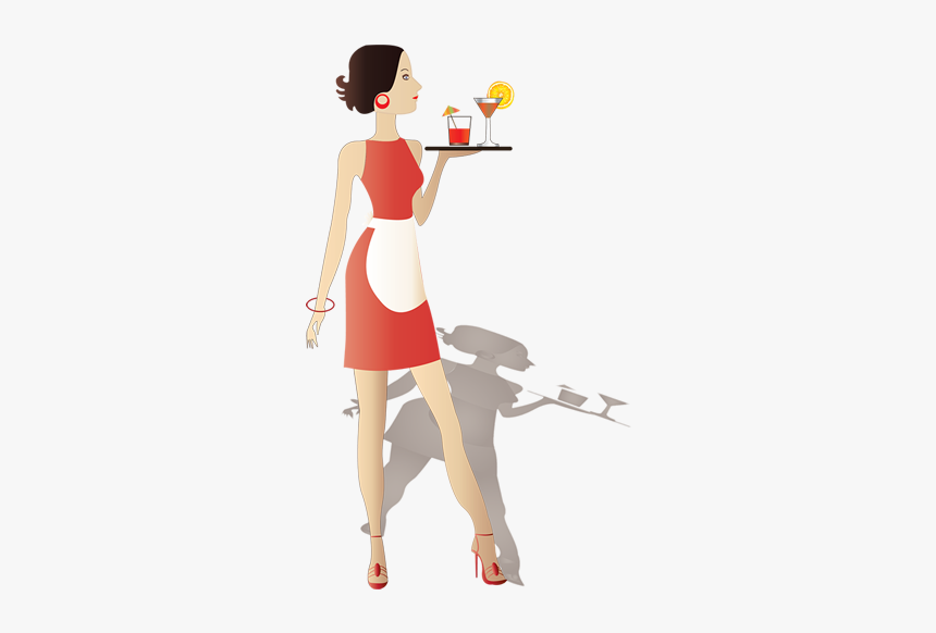 Waitress Cocktails Drinks Server Serve Waitress Vector - Illustration, HD Png Download, Free Download