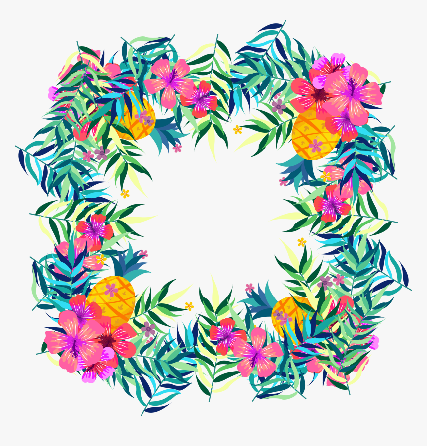 Flower Tropics Fruit Clip Art Tropical Flowers - Pretty Tropical Pattern Png, Transparent Png, Free Download