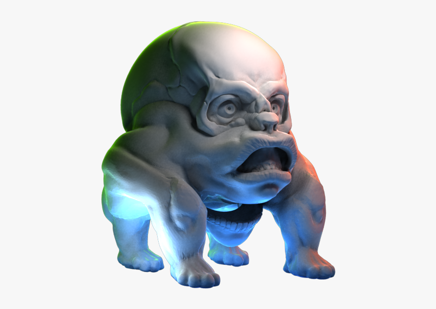 Monkey Skull Render Skull Dog Monkey 3d - Figurine, HD Png Download, Free Download