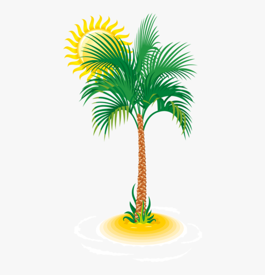 Palm Tree Clipart Png - Palm Tree Sun Clip Art, Transparent Png, Free Download