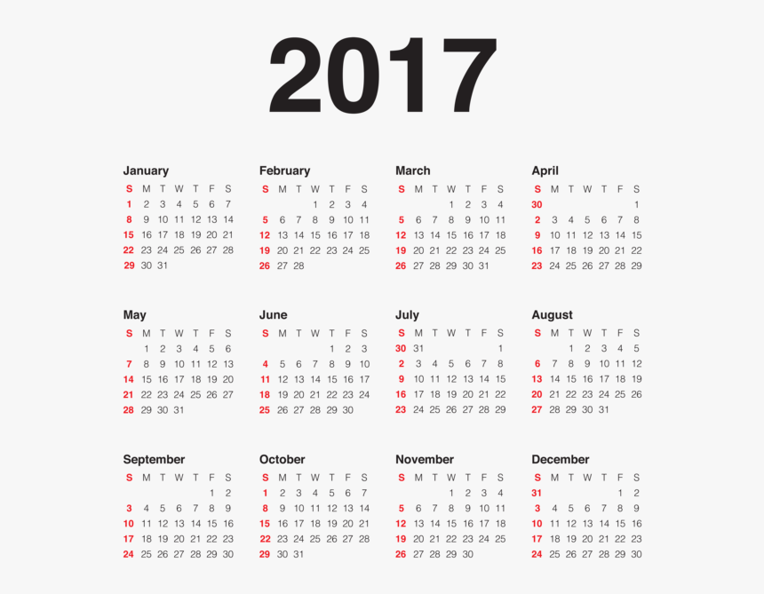 Transparent Calendar Clipart Png - 2016 Year Calendar Printable One Page, Png Download, Free Download
