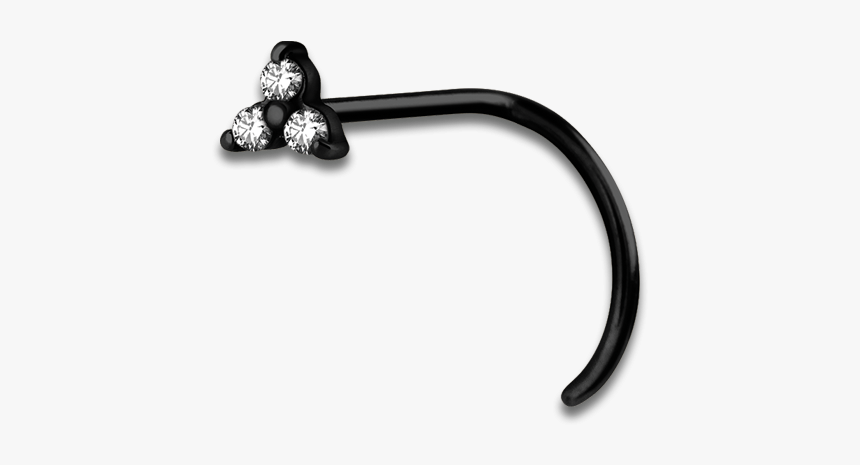 Pvd Black Steel Trinity Nose Stud, HD Png Download, Free Download