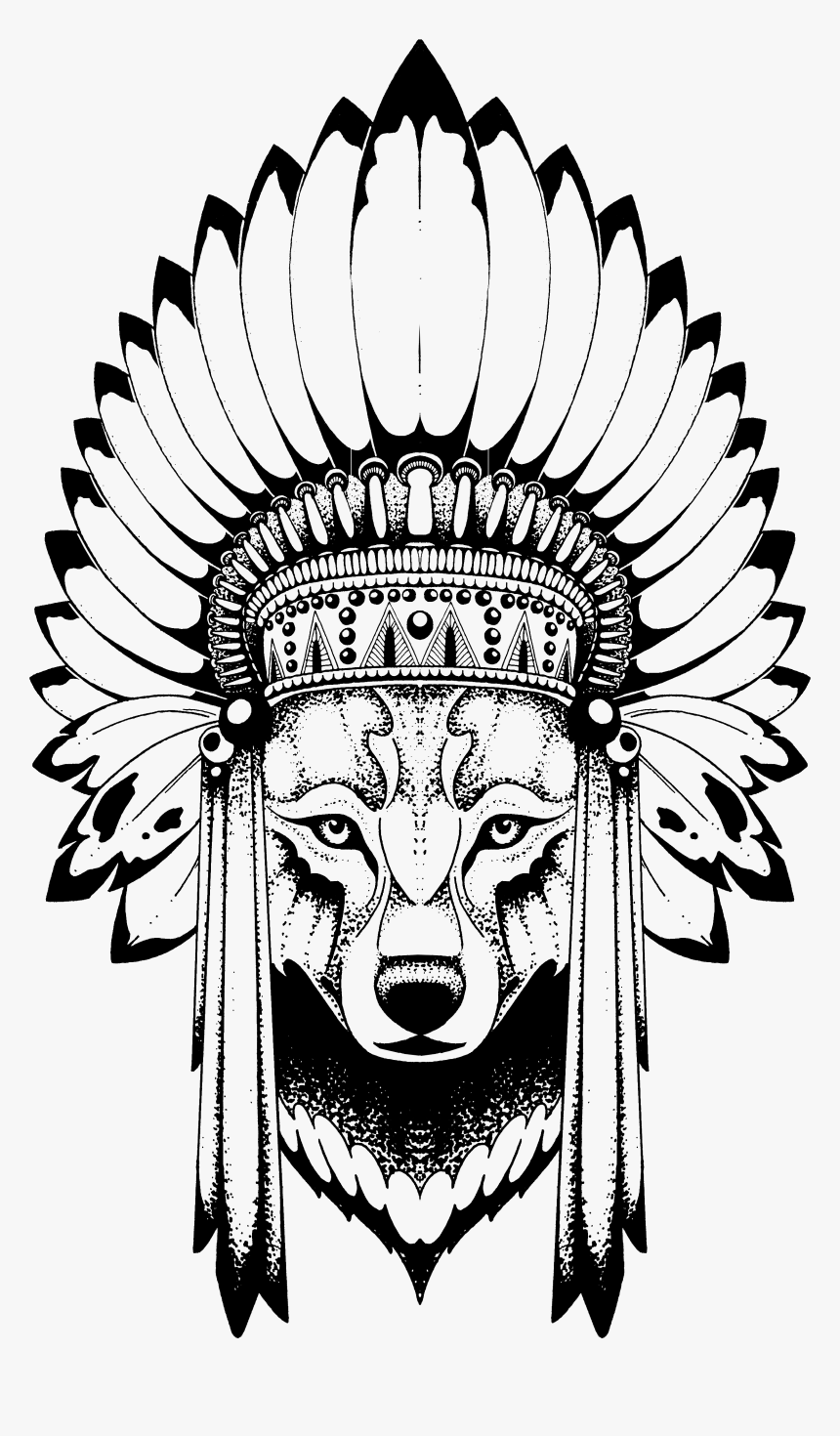 Wolf With Headdress, HD Png Download, Free Download