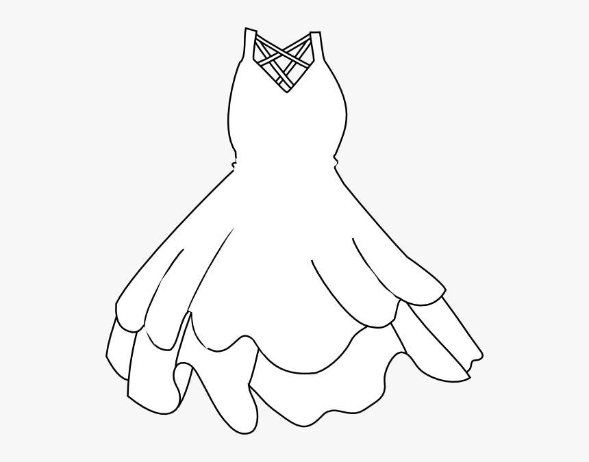 Dress Clipart Black And White - White Dress Clipart, HD Png Download