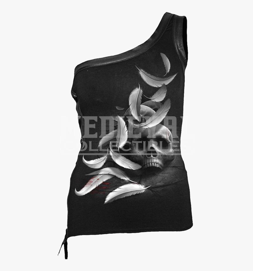 Broken Feathers Off Shoulder Womens Shirt - Monochrome, HD Png Download, Free Download