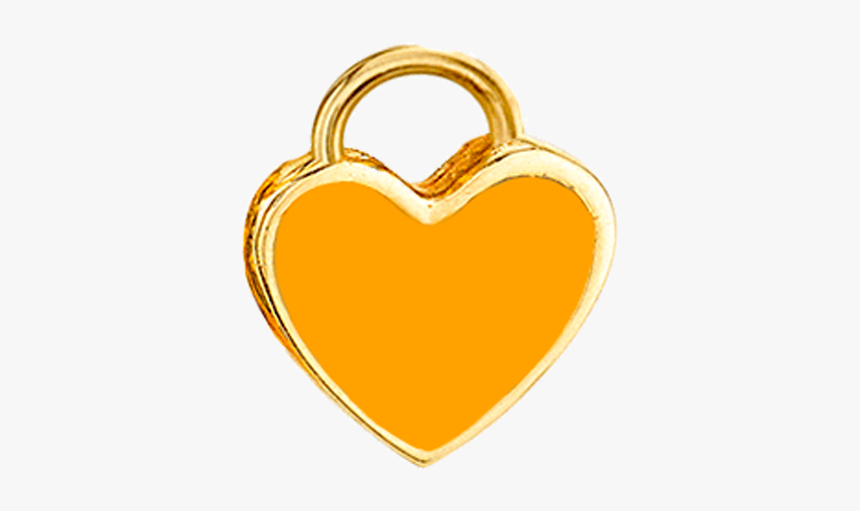 Neon Orange Enamel Heart Hoop Charm - Heart, HD Png Download, Free Download