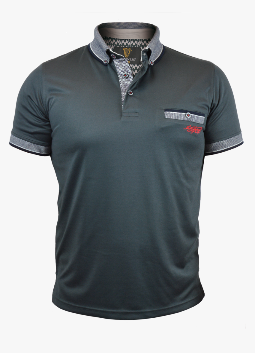 Guinness Grey Premium Polo With Woven Collar And Pocket - Polo Shirt, HD Png Download, Free Download