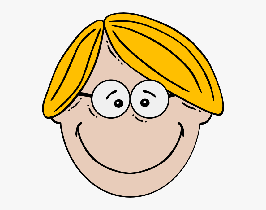 Blond Boy Glasses Svg Clip Arts - Boy Face With Glasses Clipart, HD Png Download, Free Download