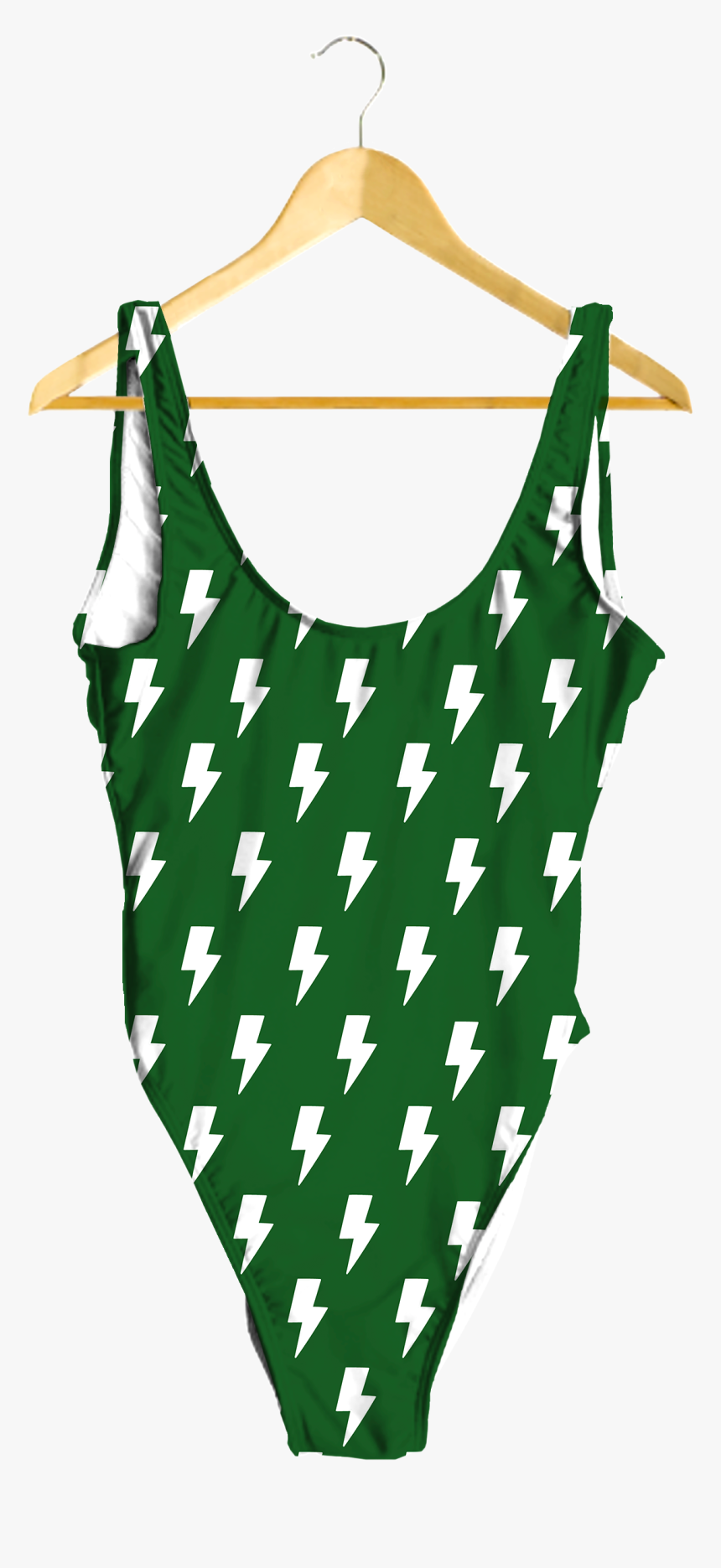 White Lightning Bolts On Green One-piece - One-piece Swimsuit, HD Png Download, Free Download