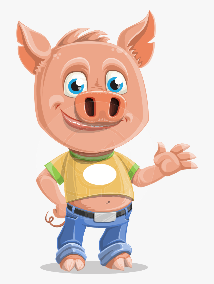 Cute Piglet Cartoon Vector Character Aka Paul The Little - Cartoon, HD Png Download, Free Download