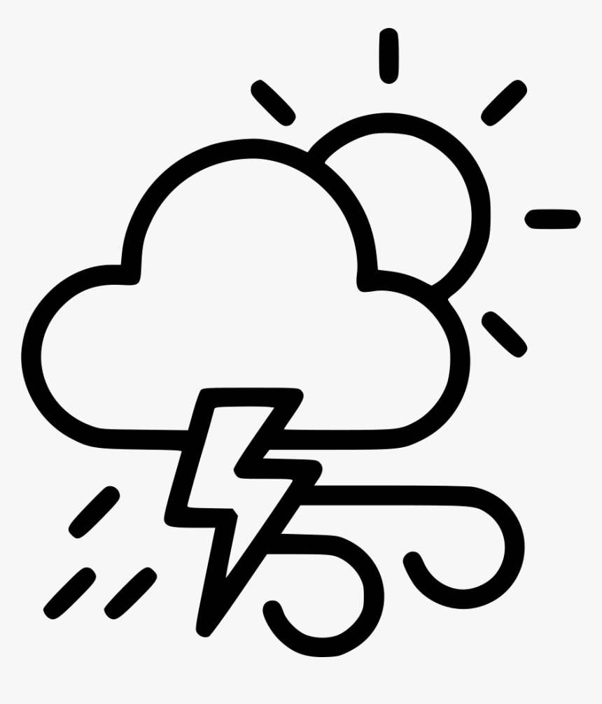 Weather Thunder Sun Wind Cloudy Lightning Comments - Thunder And Lightning Icon, HD Png Download, Free Download