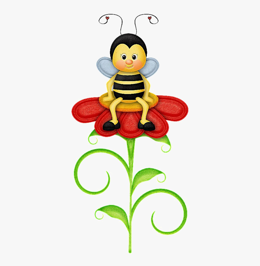 Bee Clipart, Bee Images, Cute Bee, Image Digital, Tole - Honey Bee Sitting In Flower Drawing, HD Png Download, Free Download