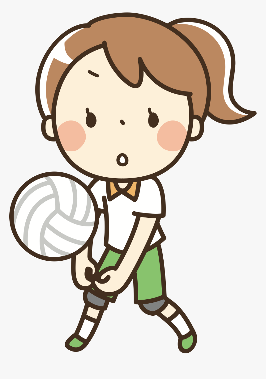 Volleyball Girl Drawing Cartoon Girl Playing Volleyball, HD Png