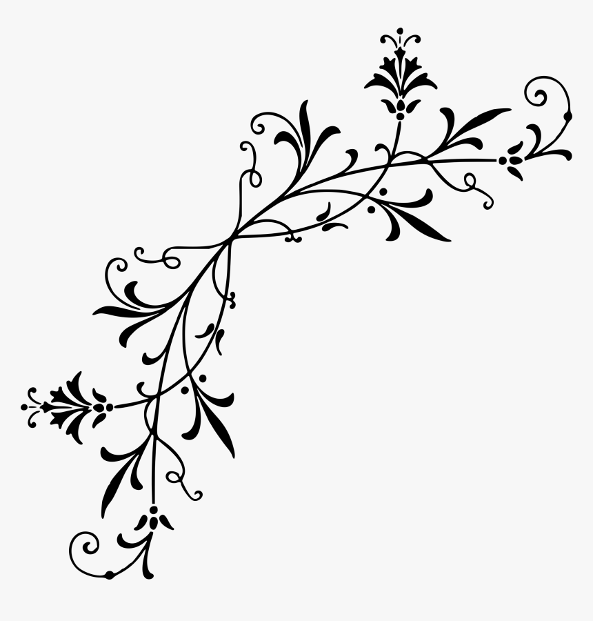 Line Art,plant,flora - Decorative Black And White Art, HD Png Download, Free Download