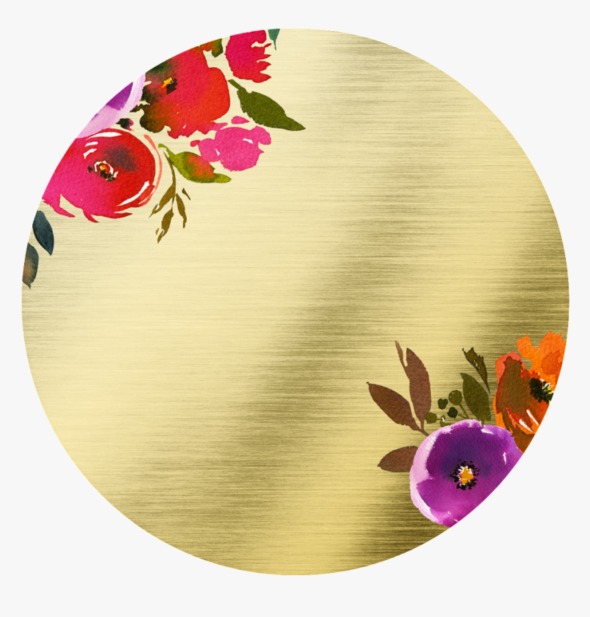 Hand Painted Golden Round Frame Back Png Transparent - Pansy, Png Download, Free Download