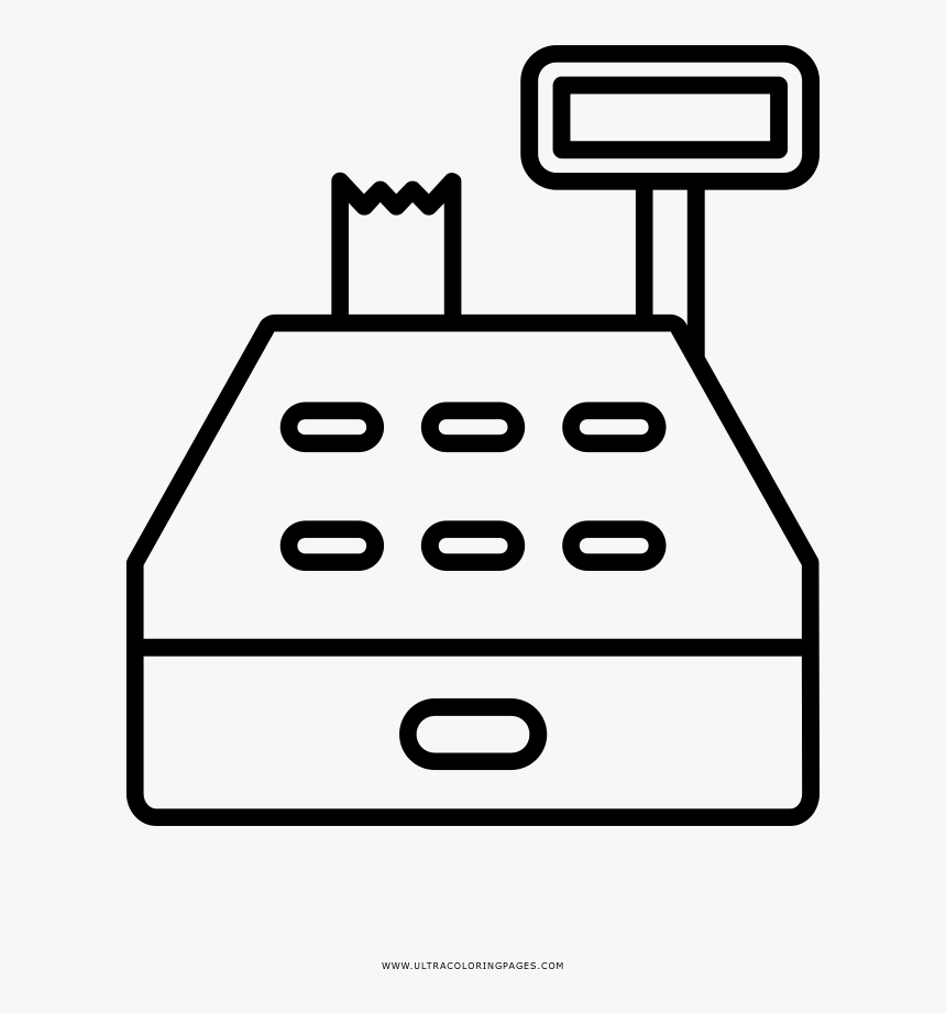 Cash Register Coloring Page Line Art, HD Png Download kindpng