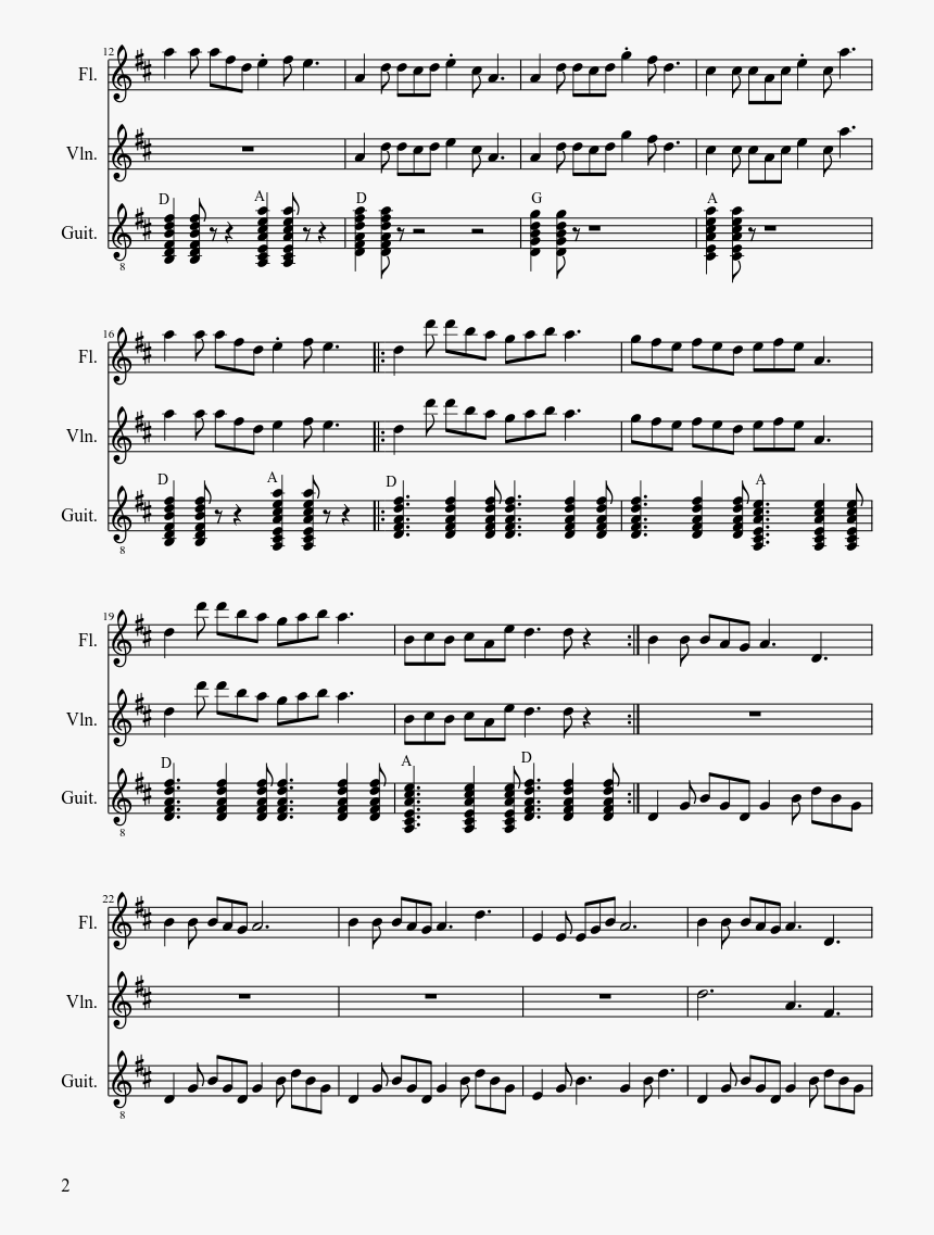 Happy No Theme 12/8 Sheet Music 2 Of 3 Pages - Опустела Без Тебя Земля Ноты Для Фортепиано, HD Png Download, Free Download