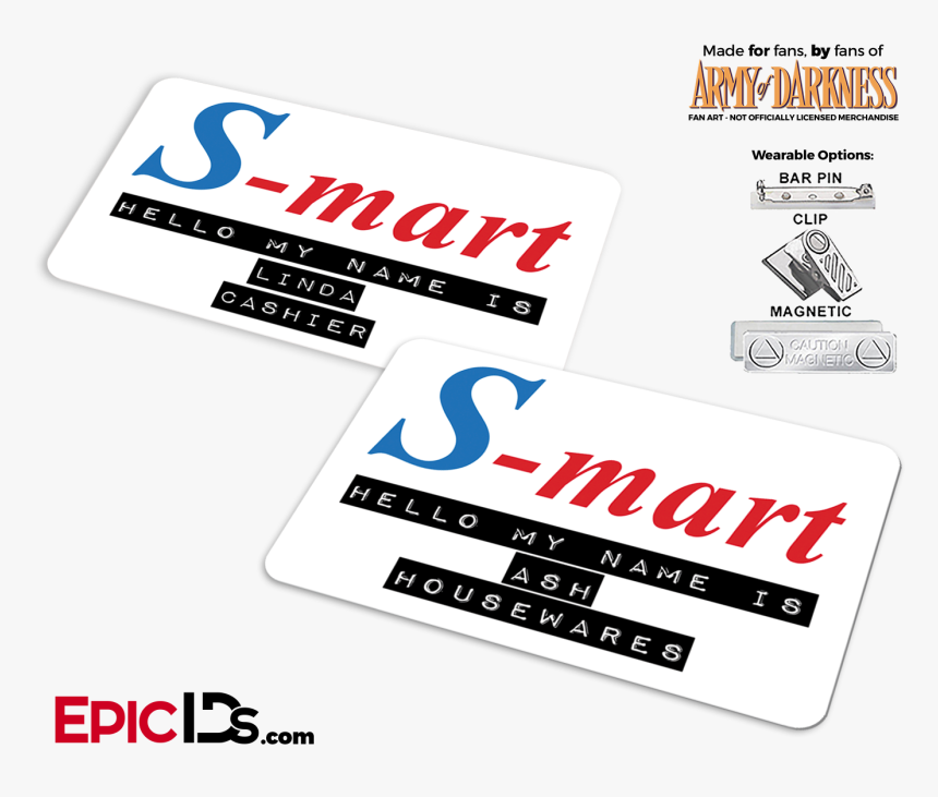 S-mart Ash And Linda "army Of Darkness - S Mart Name Tag, HD Png Download, Free Download