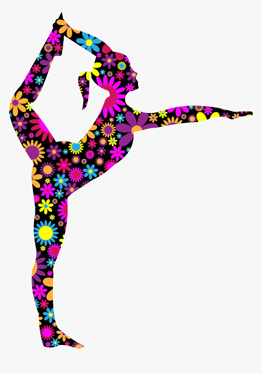 Floral Stretching Ballerina Silhouette Clip Arts - Stretching Clip Art, HD Png Download, Free Download