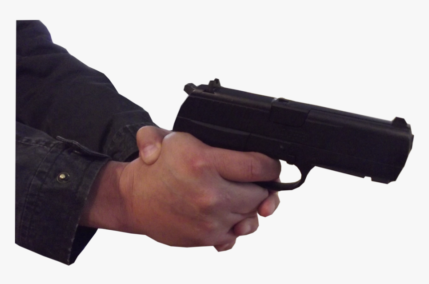 Hand With Gun Png - Gun With Two Hands, Transparent Png, Free Download