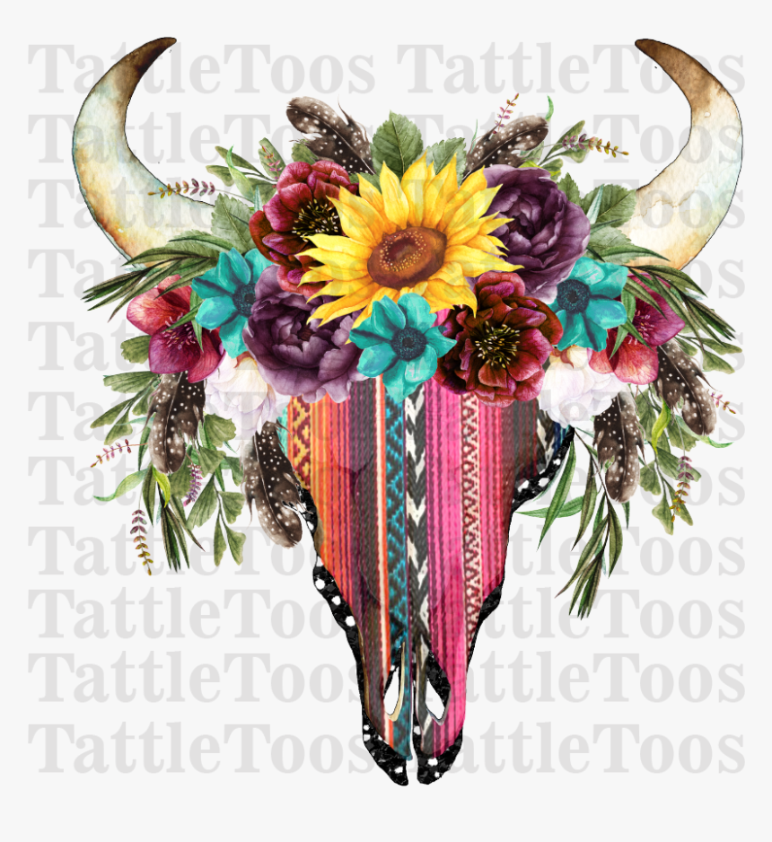 Download Transparent Floral Cow Skull Hd Png Download Kindpng