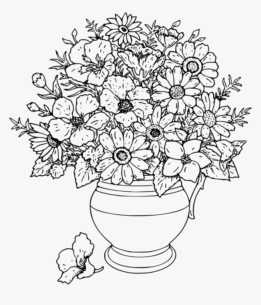 Transparent Flower Vase With Flowers Photography Png - Flower Vase Coloring Pages, Png Download, Free Download