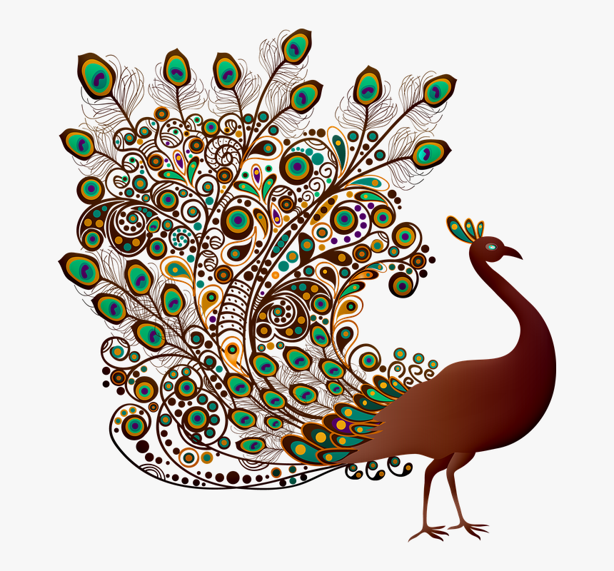 Peacock, Graceful, Bird, Animal, Plumage, Raptor, Wing - Indian Peacock Design Png, Transparent Png, Free Download