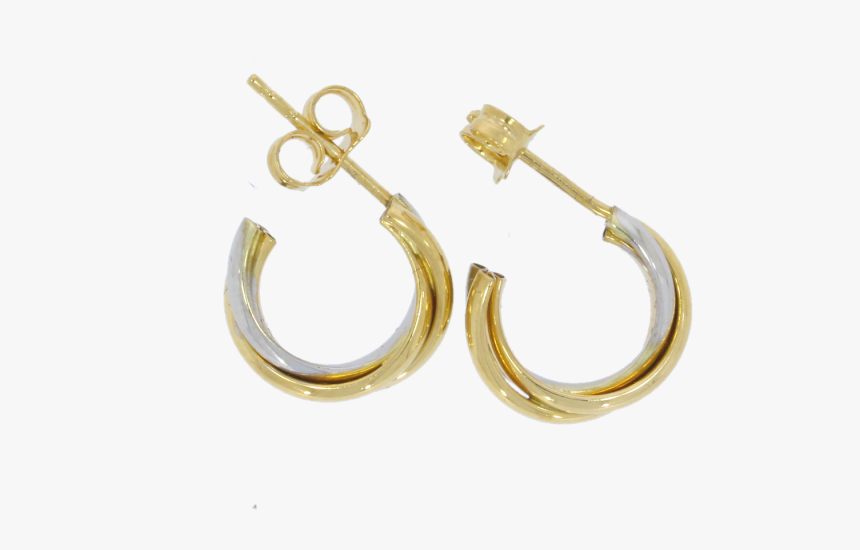 9ct White & Yellow Gold Hoop Earrings , Png Download - Earrings ...