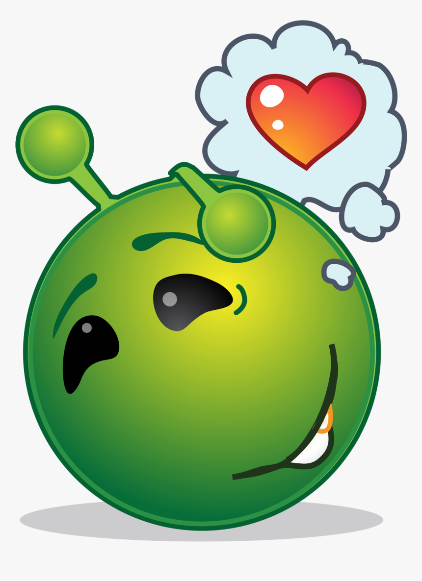 Green Smiley Love Clipart , Png Download - Smiley Alien, Transparent Png, Free Download