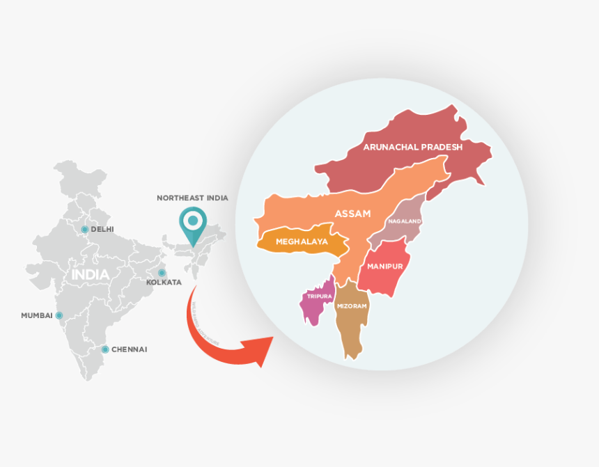 North East India - Location Of Indian Space Research Centres, HD Png Download, Free Download