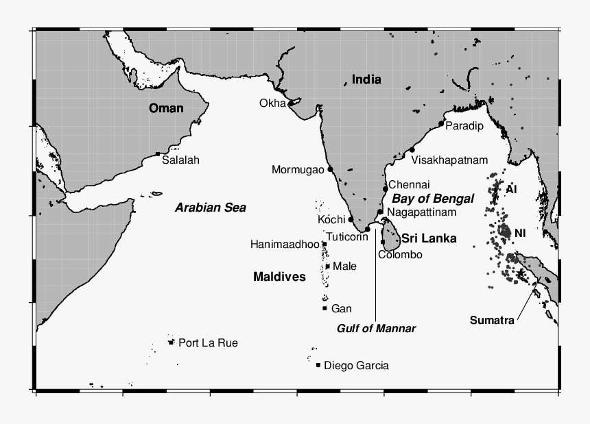 Indian Ocean Map Black And White, HD Png Download, Free Download