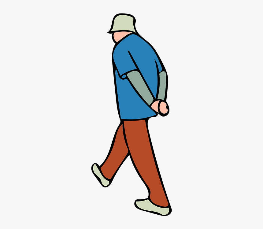 Man, Walking, Hat, Old, Thinking, Blue, Red, Isolated - Free Sticker Walking, HD Png Download, Free Download