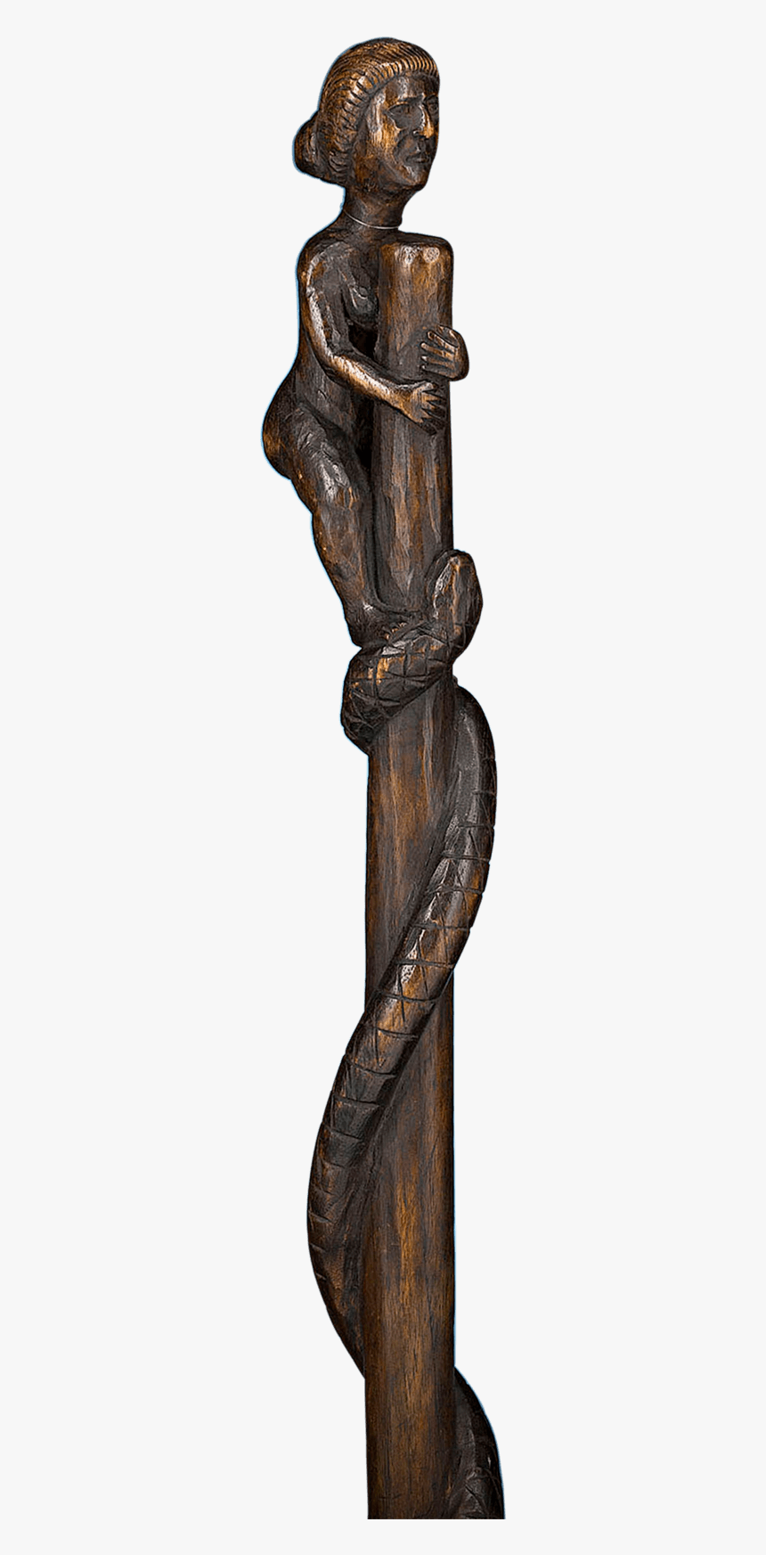 Woman And Snake Folk Art Cane - Bronze Sculpture, HD Png Download, Free Download