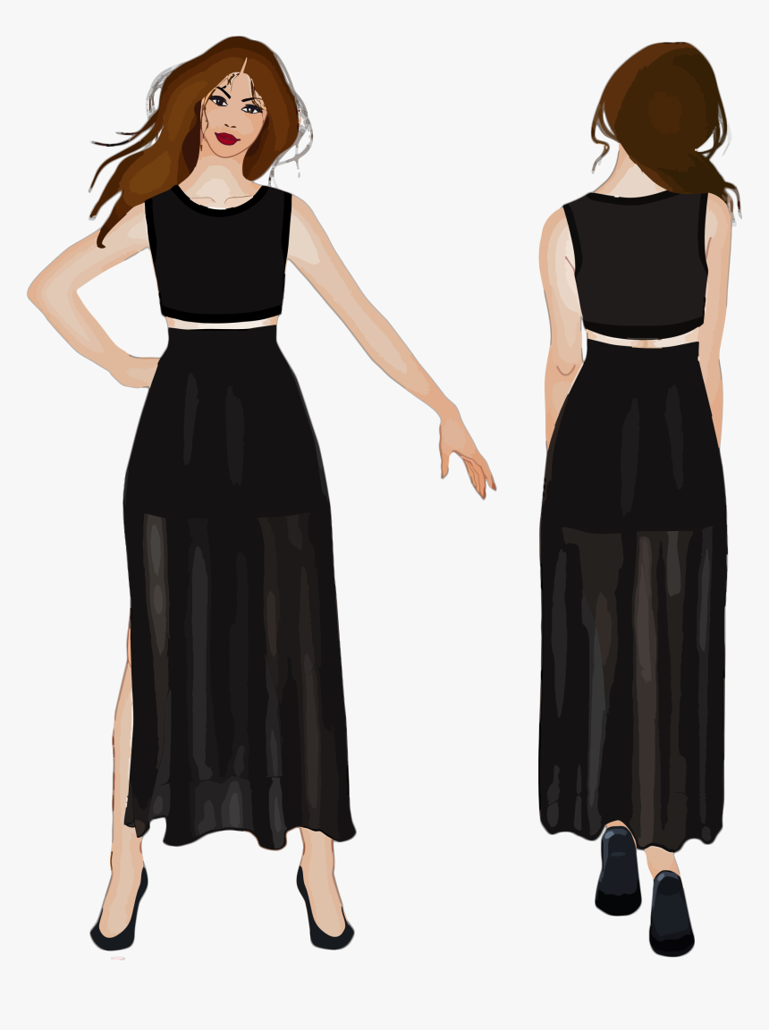 Office Clipart Fashion - Front And Back Woman Clipart, HD Png Download, Free Download