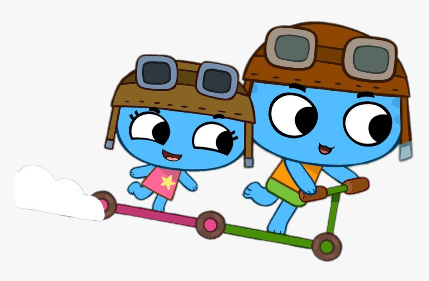 Kit"n"kate On Their Scooter - Cartoon, HD Png Download, Free Download