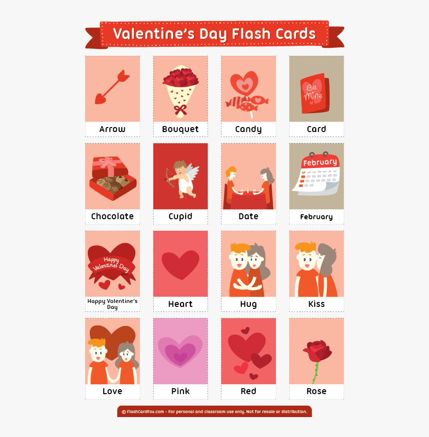 Free Printable Valentine"s Day Flash Cards - Flash Cards Valentines Day, HD Png Download, Free Download