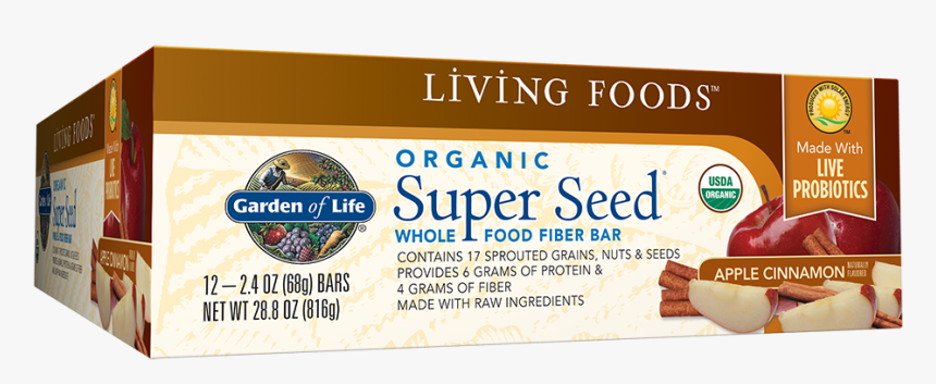 Living Foods Organic Super Seed® Fiber Bar Apple Cinnamon - Chocolate, HD Png Download, Free Download