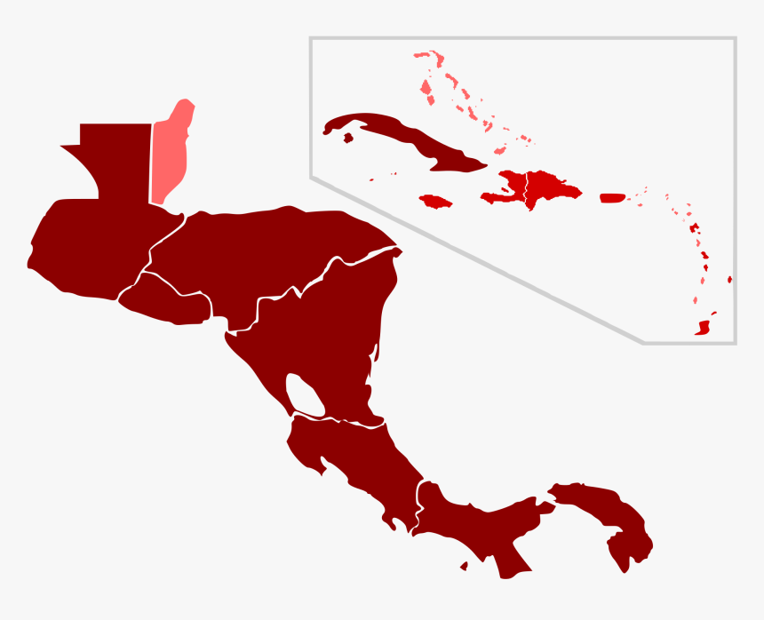 Central America Map Png Clip Art Black And White Download - Central America Map Red, Transparent Png, Free Download