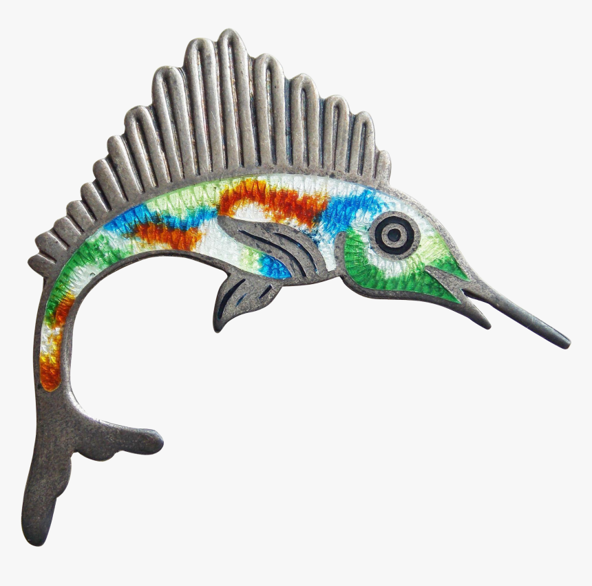 Sterling & Enamel Signed Jf Mexican Fish Vintage Brooch, HD Png Download, Free Download