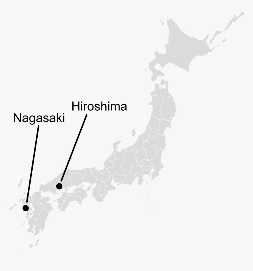 Map Of Japan Marking Nagasaki And Hiroshima With Text, HD Png Download, Free Download