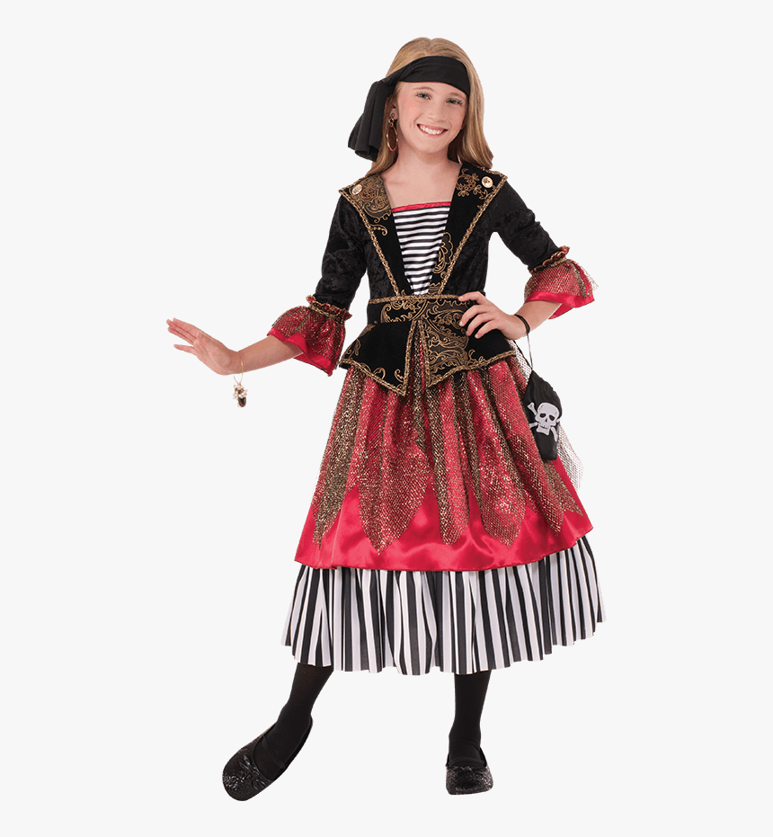Girls Crimson Caribbean Pirate Costume, HD Png Download - kindpng